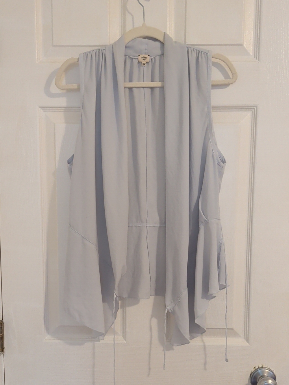 Wilfred Light Blue Draped Sleeveless Open Front Vest